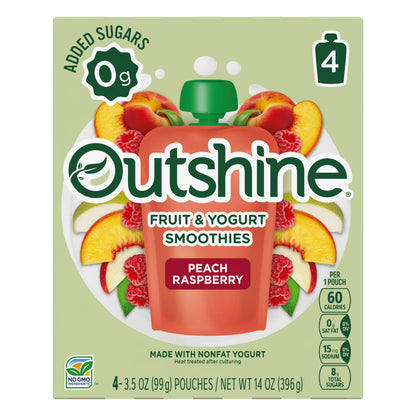 (3 pack) Outshine Fruit and Yogurt On the Go Smoothie Snacks, Peach Raspberry, 3.5 oz Pouches (4 Pack)