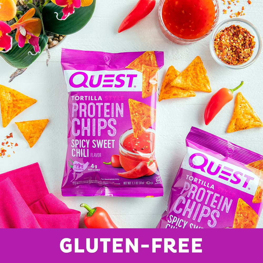 Quest Nutrition Tortilla Style Protein Chips, 19g Protein, Spicy Sweet Chili Flavor, Baked, Single 1.1oz Bag