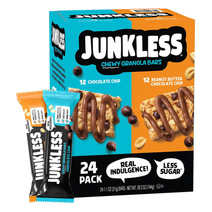 JUNKLESS Chewy Granola Bars, Variety Pack, 24 pk.