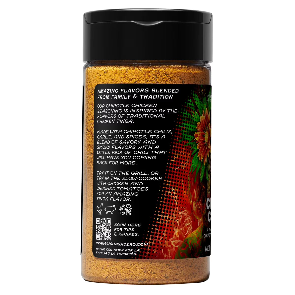 Spanglish Asadero Chipotle Chicken Seasoning Blend with Chipotle, Garlic, and Sea Salt, 5.4 oz