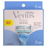 Venus for Pubic Hair & Skin Women's Razor Blade Refills, 6 Count Value Pack