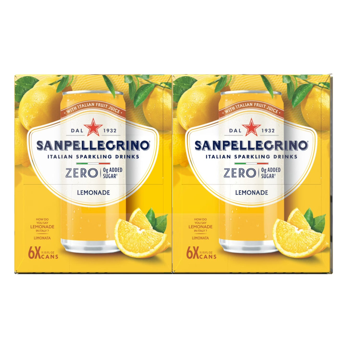 SanPellegrino Soda Italiana Sparkling Lemonade, Low Calorie Zero Added Sugar, 24 Pack Cans