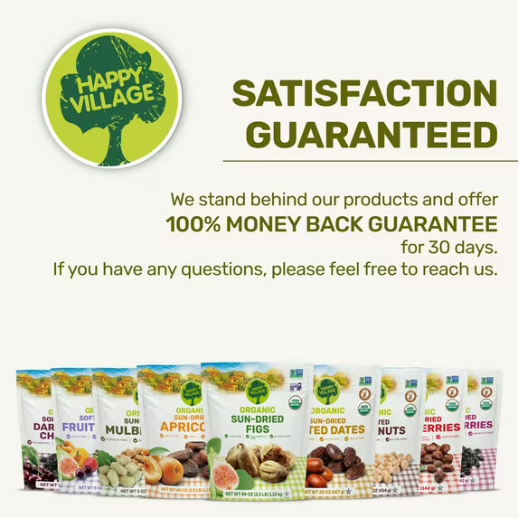 Happy Village Organic Turkish Sun-Dried Apricots, 20 OZ Resealable Bag, No Added Sugar Dried Fruit, USDA Organic, Non-GMO, Kosher, Vegan, Unsulfured, High in Fiber