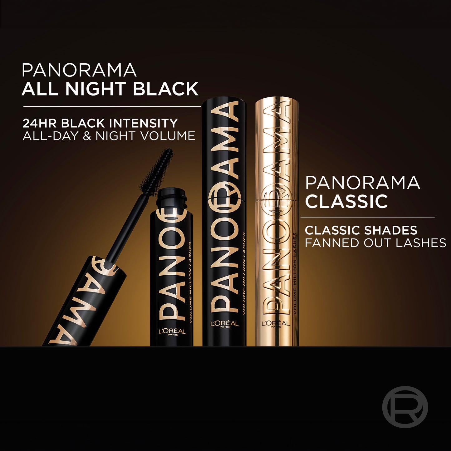 L'Oreal Paris Voluminous Panorama Volumizing and Lengthening Mascara, All Night Black, 0.33 fl oz