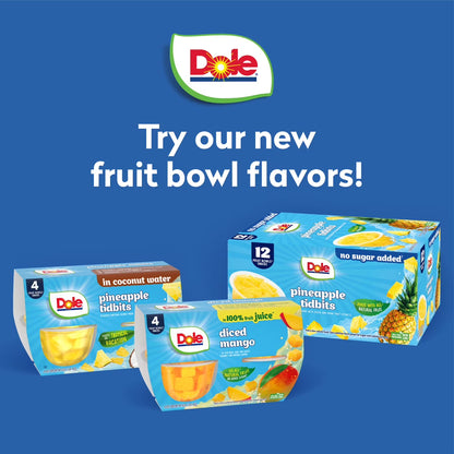Dole Fruit Bowls Diced Peaches in Strawberry Gel, 4.3 oz Cups (12 Pack)