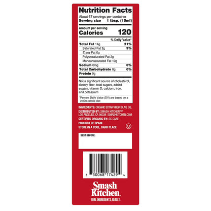 Smash Kitchen Organic Robust Extra Virgin Olive Oil, 33.8 fl oz