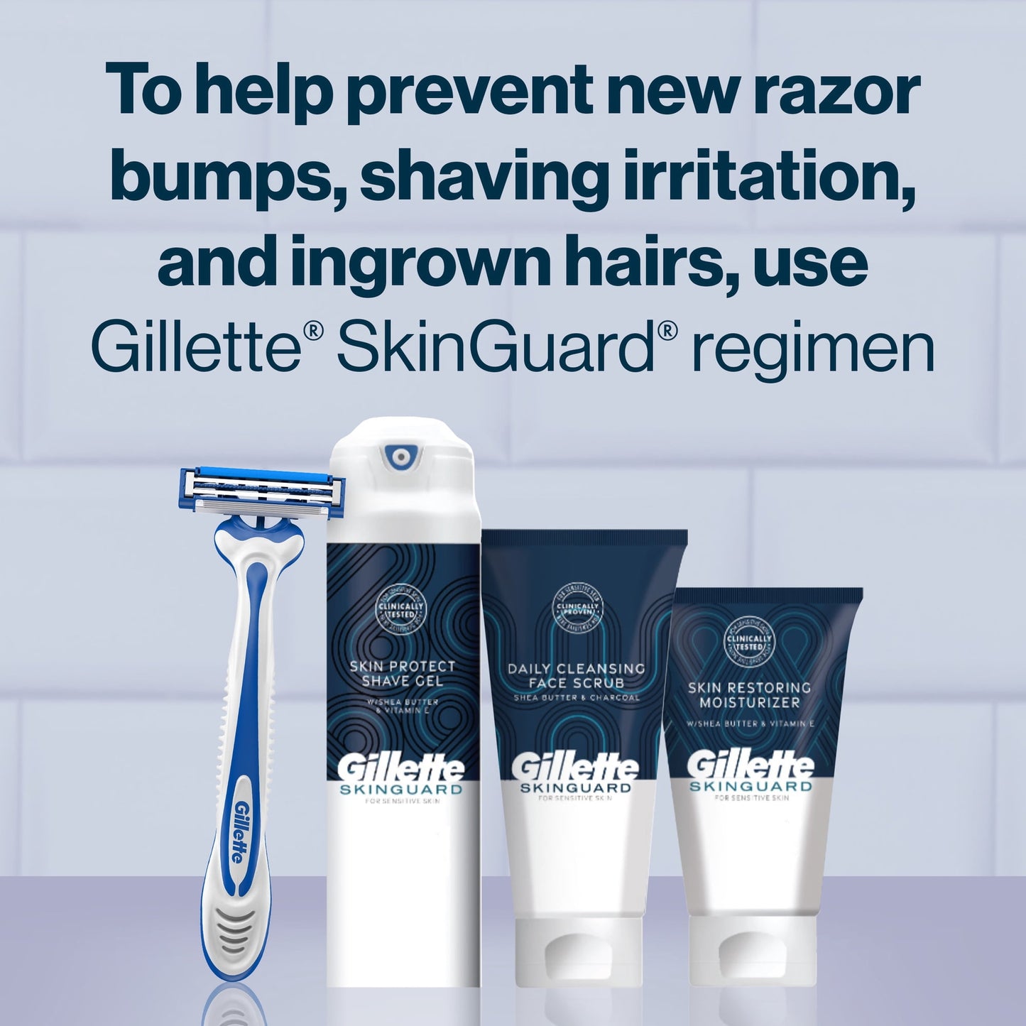 Gillette Skin Guard Sensitive Disposable Razors for Men, Blue, 4 Razors