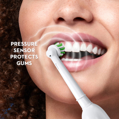 Oral-B Toothbrush, Pro 1000 CrossAction Rechargeable Electric Toothbrush Pack, Black and White, 2 Count