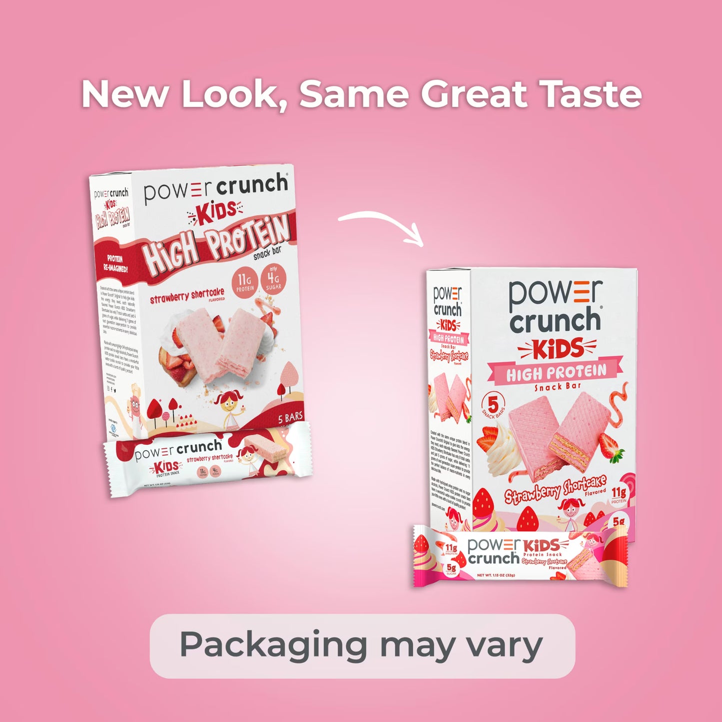 Power Crunch KIDS Strawberry Cream Bars 1.13oz, 5 Count Box