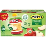 Mott's No Sugar Added Applesauce, 3.2 oz clear pouches, 20 pack