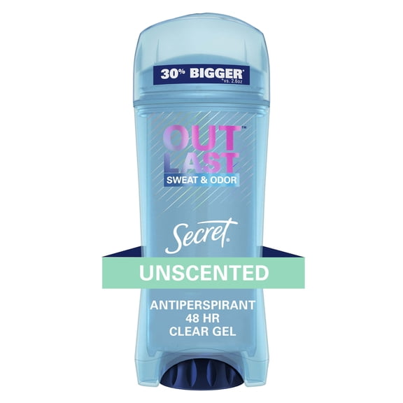 Secret Outlast Antiperspirant Deodorant for Women, Clear Gel, Unscented, 3.4 oz
