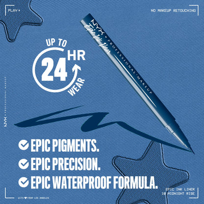 NYX Professional Makeup Epic Epic Ink Liquid Eyeliner Matte Finish, NIGHT RISE, 0.03 fl oz