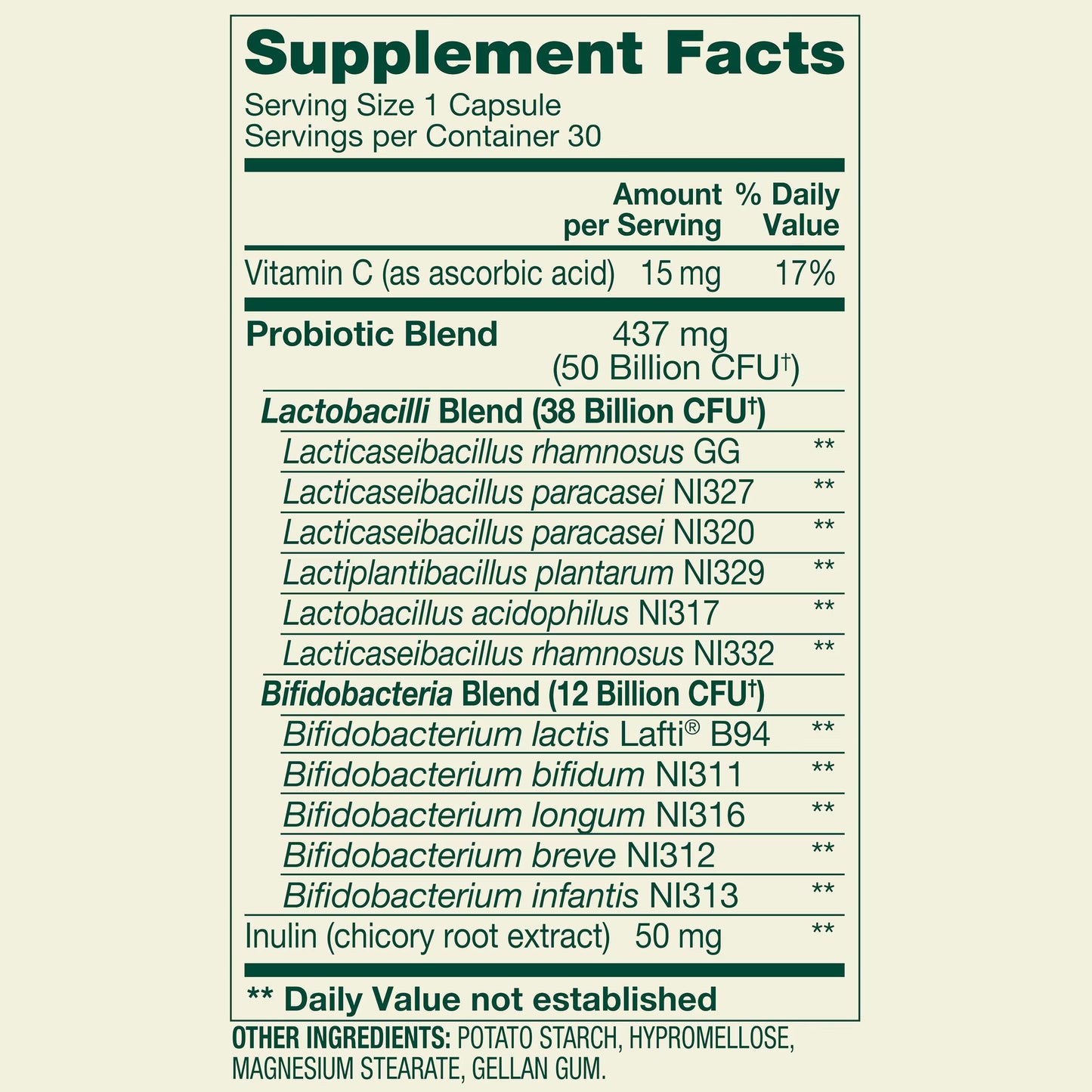Spring Valley Extra Strength Age 50+ Probiotic with Prebiotic Dietary Supplement Delayed Release Vegetarian Capsules for Digestive Health, 30 Count