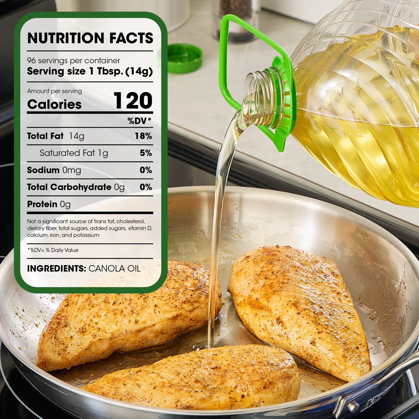 (3 pack) Great Value Canola Oil, Heart Healthy, High Smoke Point, 1 Gallon Bottle