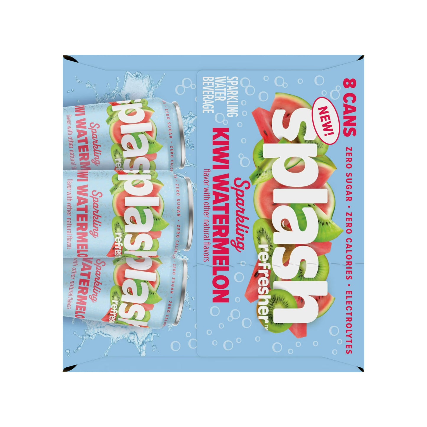Splash Kiwi Watermelon Sparkling Water, 12 fl oz, 8 Cans