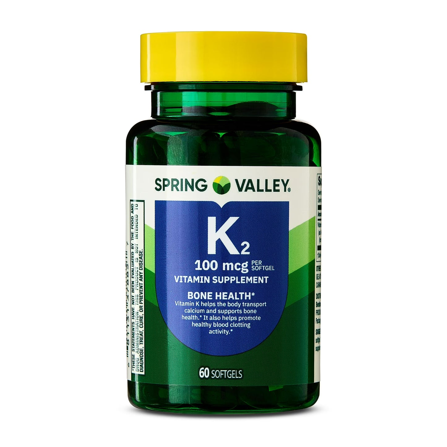 (3 pack) Spring Valley Vitamin K2 100mcg Soft Gel Capsules for Bone Health, 60 Count