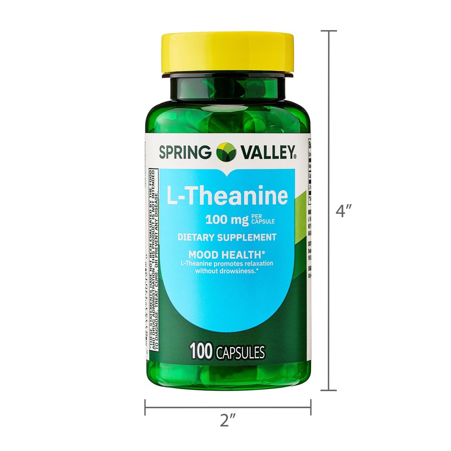 Spring Valley L-Theanine Dietary Supplement Capsules for Mood Support, 100 mg, 100 Count