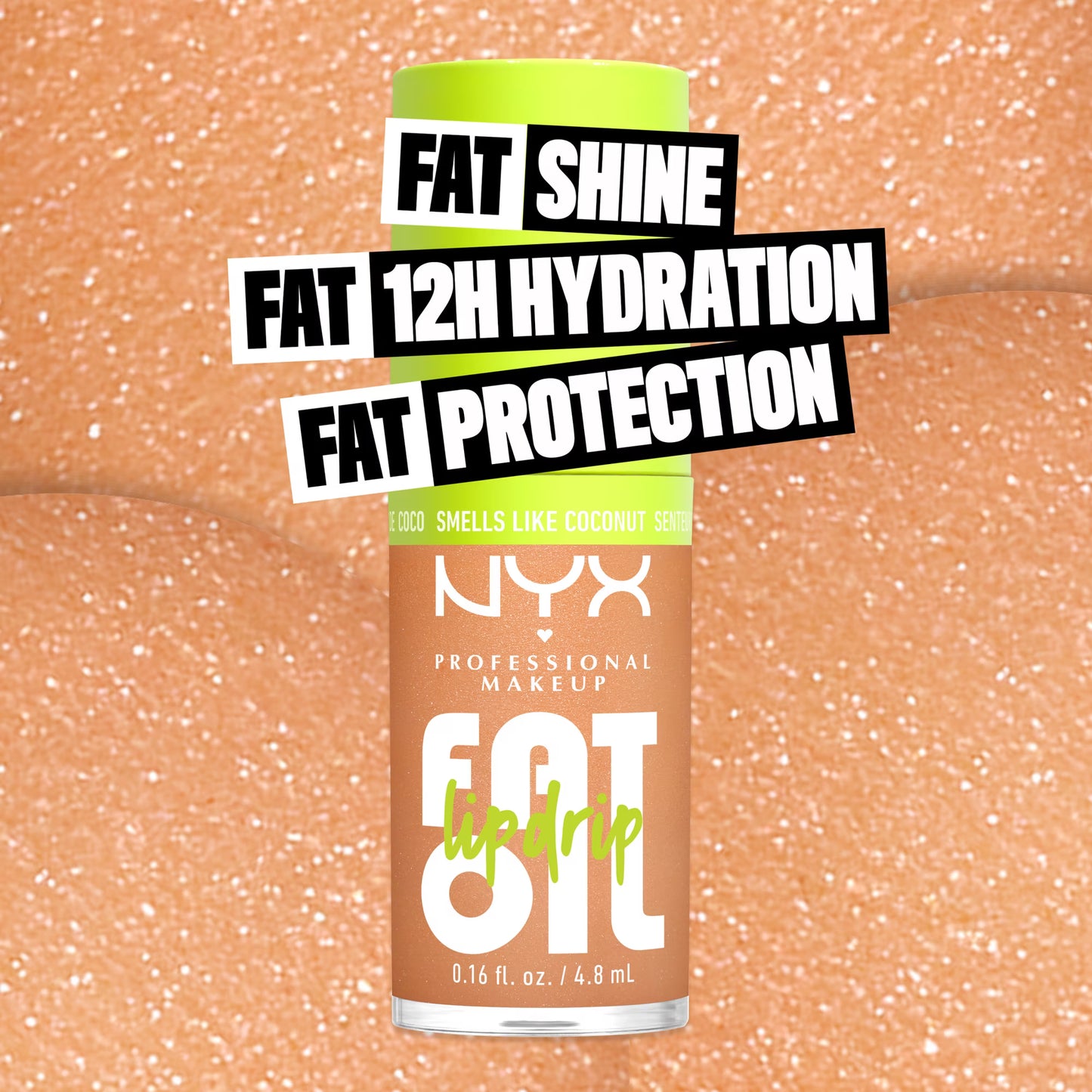NYX Professional Makeup Fat Oil Lip Drip Lip Oil, 12 Hour Hydration Lip Gloss, Coconut Cutie, 0.16 fl oz