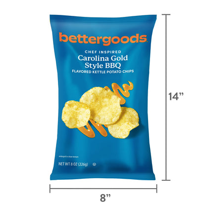 (6 pack) bettergoods Chef Inspired Carolina Gold Style BBQ Flavored Kettle Potato Chips, 8 oz (P65)