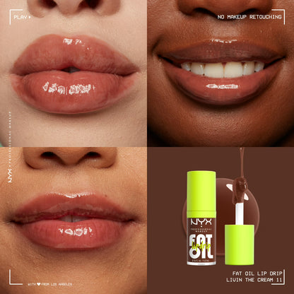 NYX Professional Makeup Fat Oil Lip Drip Hydrating Lip Gloss with Oil Blend, Livin the Cream, 0.16 fl oz