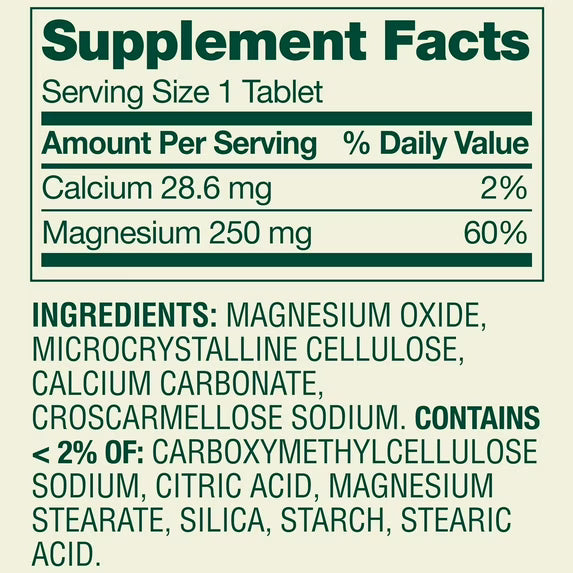 Spring Valley Magnesium Bone & Muscle Health Dietary Supplement Tablets, 250 mg, 100 Count