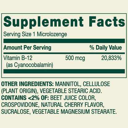 (3 pack) Spring Valley Sublingual Vitamin B12 Supplement, Cherry Flavor, 500 mcg, 200 Count, Microlozenges for Metabolism Support
