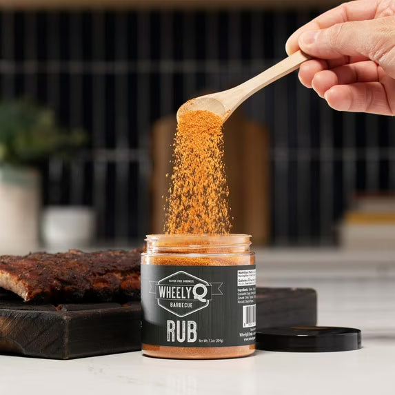 WheelyQ Barbecue All Purpose Rub & Seasoning for Ribs, Brisket, Chicken, Pork, Seafood & Veggies | Meat Rub for Smoking and Grilling (7.2 oz)