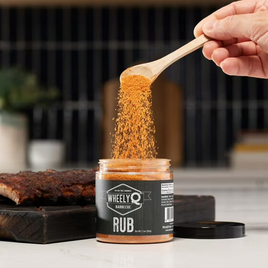 WheelyQ Barbecue All Purpose Rub & Seasoning for Ribs, Brisket, Chicken, Pork, Seafood & Veggies | Meat Rub for Smoking and Grilling (7.2 oz)