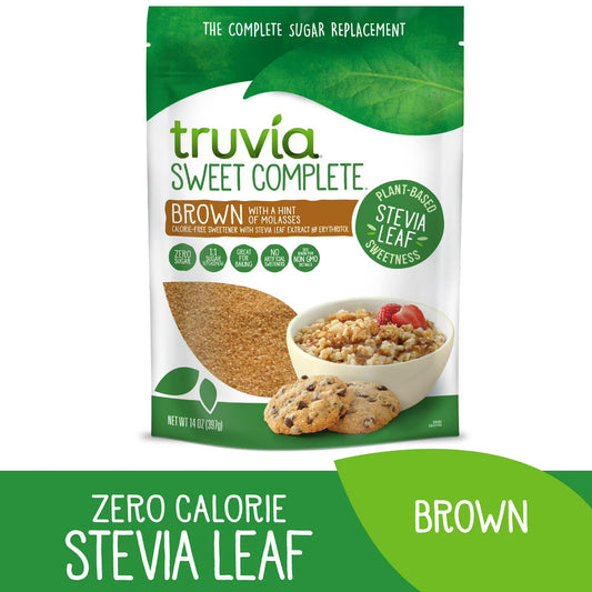 (8 pack) Truvia Sweet Complete Stevia Leaf Brown with a hint of Molasses, 14oz Bag