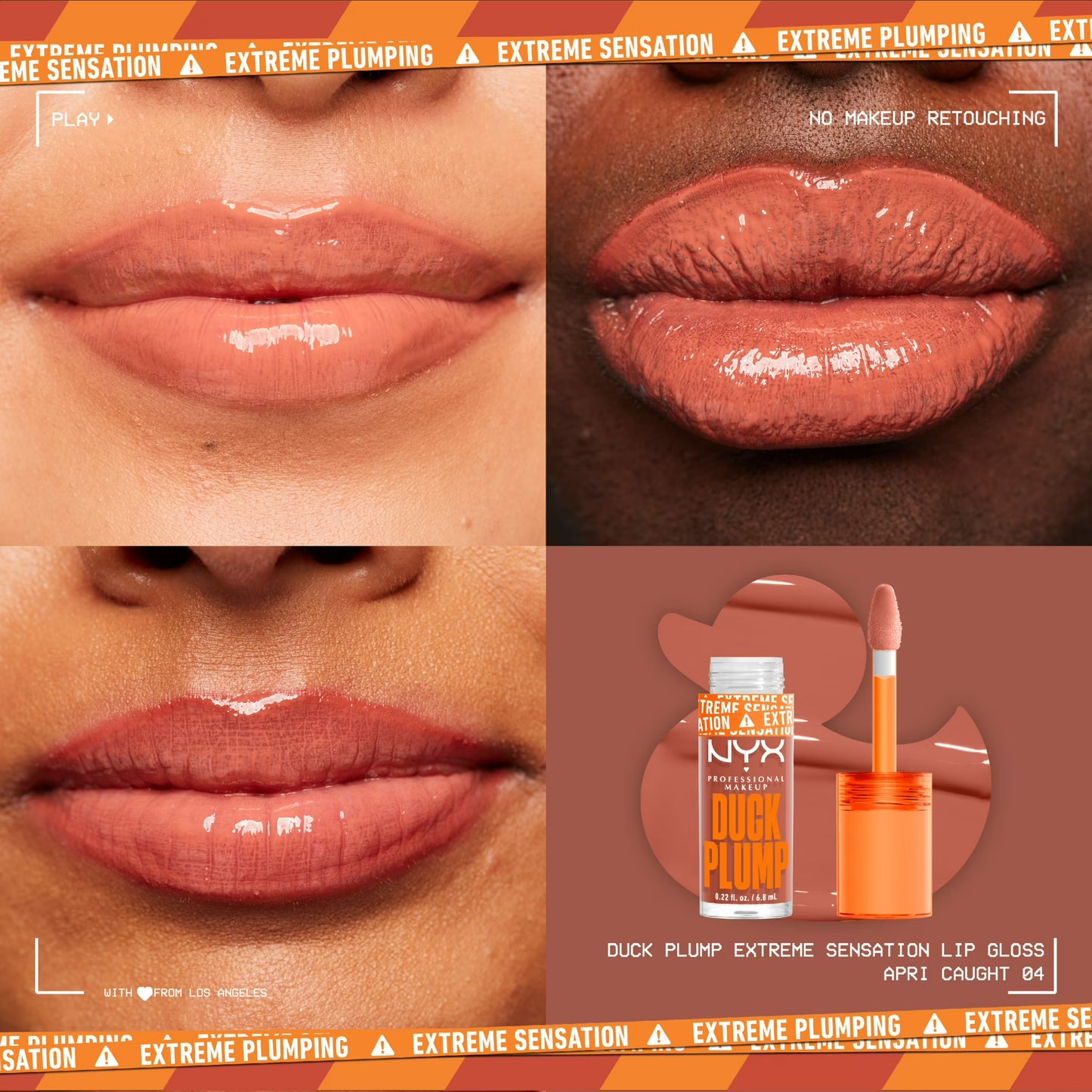 NYX Professional Makeup Duck Plump Extreme Sensation Lip Plumping Gloss, Apri-Caught, 0.23 fl oz