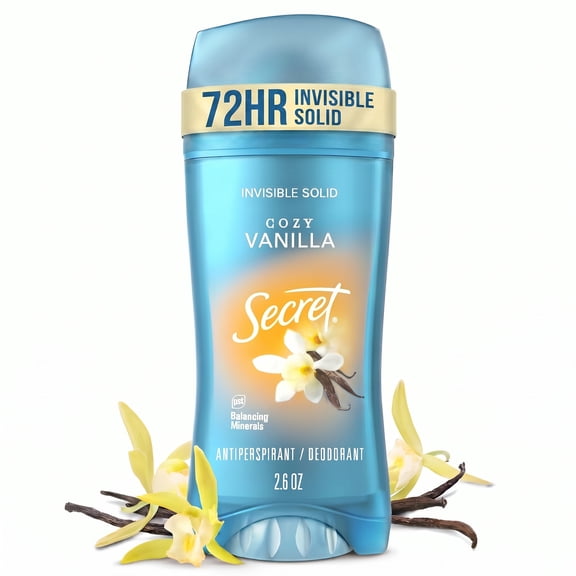 Secret Invisible Solid Female Antiperspirant and Deodorant, Vanilla Scent, 2.6 oz