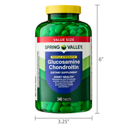 Spring Valley Triple Strength Glucosamine Chondroitin Tablets Dietary Supplement Value Size, 340 Count
