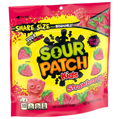 SOUR PATCH KIDS Strawberry Soft & Chewy Gummy Candy, Share Size, 12 oz