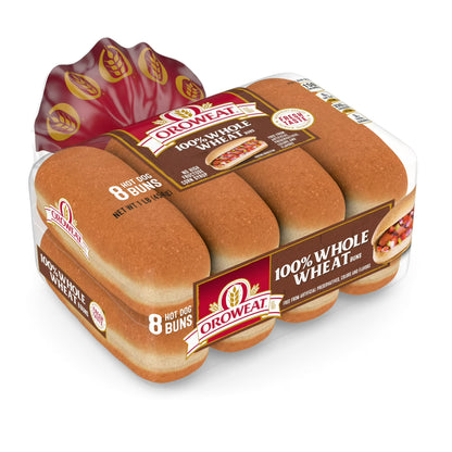 Oroweat Whole Wheat Hot Dog Buns, 8 count, Hot Dog Buns, 16 oz Bag