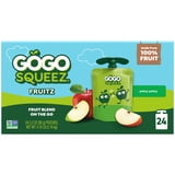 GoGo squeeZ No Sugar Added Apple Apple Applesauce & Fruit Puree Pouches, 3.2 oz (24 Pack)