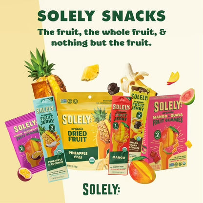 SOLELY Organic Mango &Guava Whole Fruit Gummies (pack of 6 Boxes, 5 Bags per Box), Healthy Chewy Snacks for All, Vegan Snacks, 30 Bags