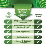 Member’s Mark Allergy Relief Cetirizine Hydrochloride Tablets 10 mg, 400 ct.