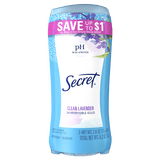 Secret Invisible Solid Antiperspirant and Deodorant, Clean Lavender Scent, Twin Pack, 2.6 oz