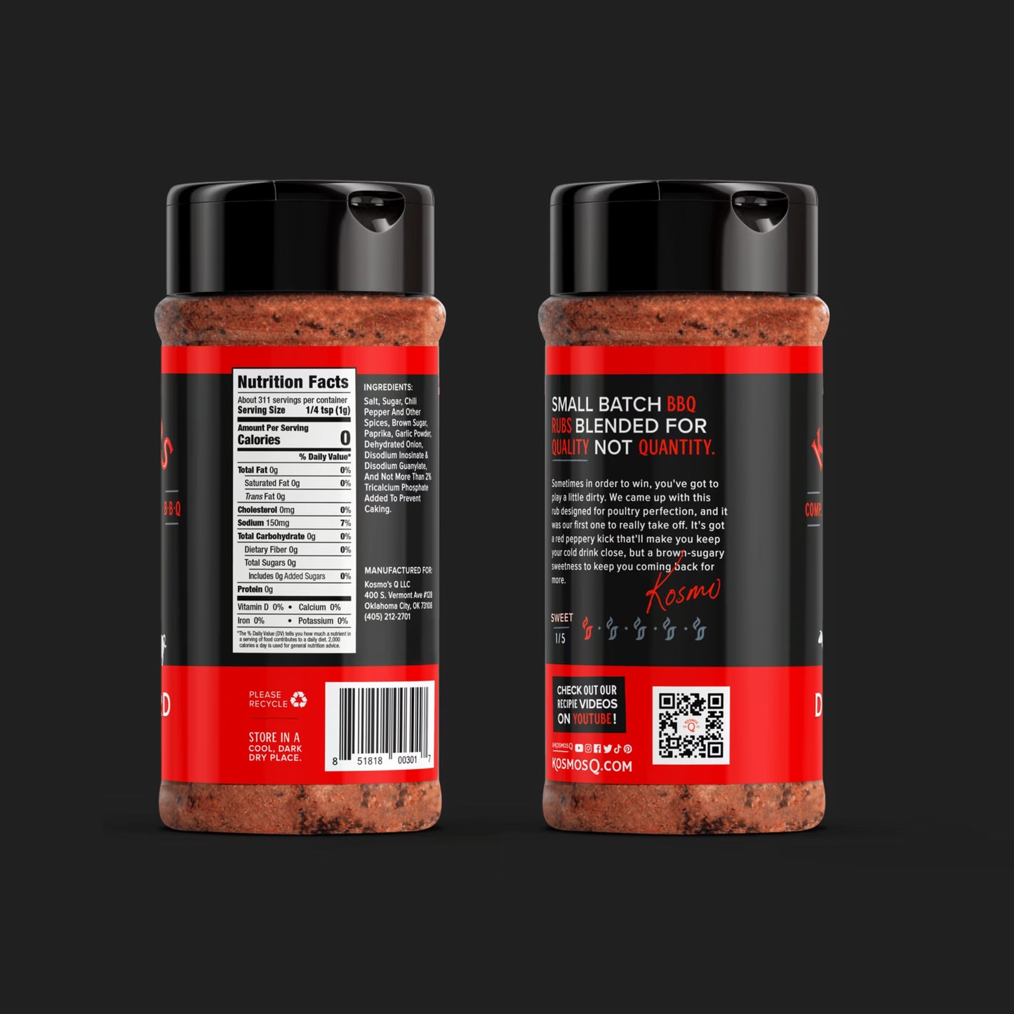 Kosmos Q Dirty Bird Dry BBQ Rub and Seasonings for Beef, Chicken & Pork, 11 oz