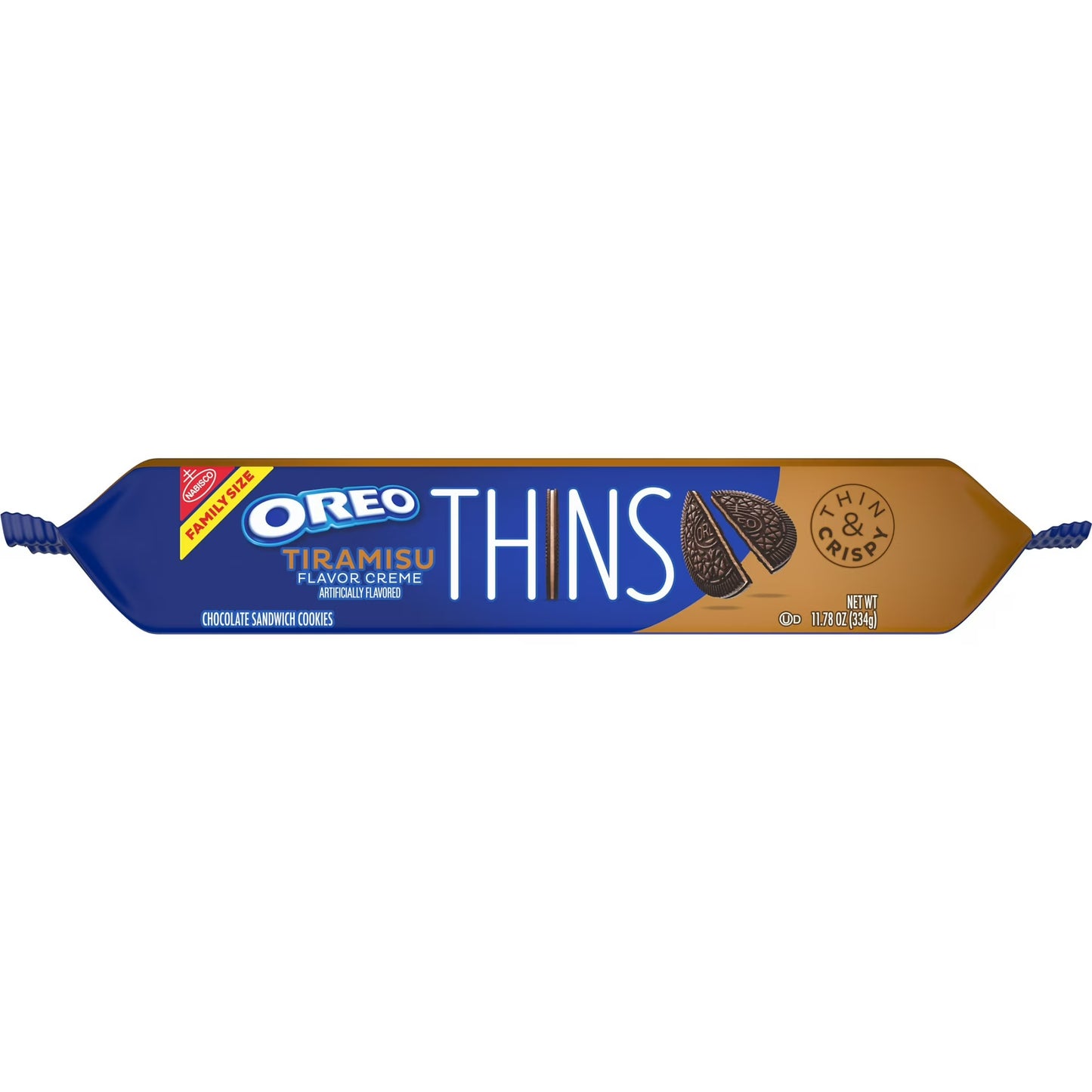 OREO Thins Tiramisu Creme Chocolate Sandwich Cookies, Family Size, 11.78 oz