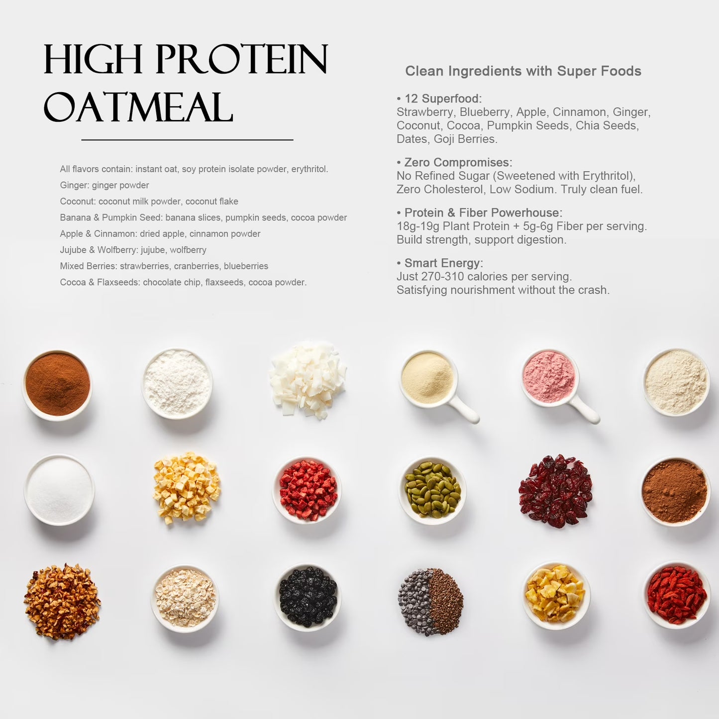SUNGIVEN High Protein Overnight Oats Variety Pack, with Container, Low Sugar Health Instant Breakfast, 14-Packs, 37oz