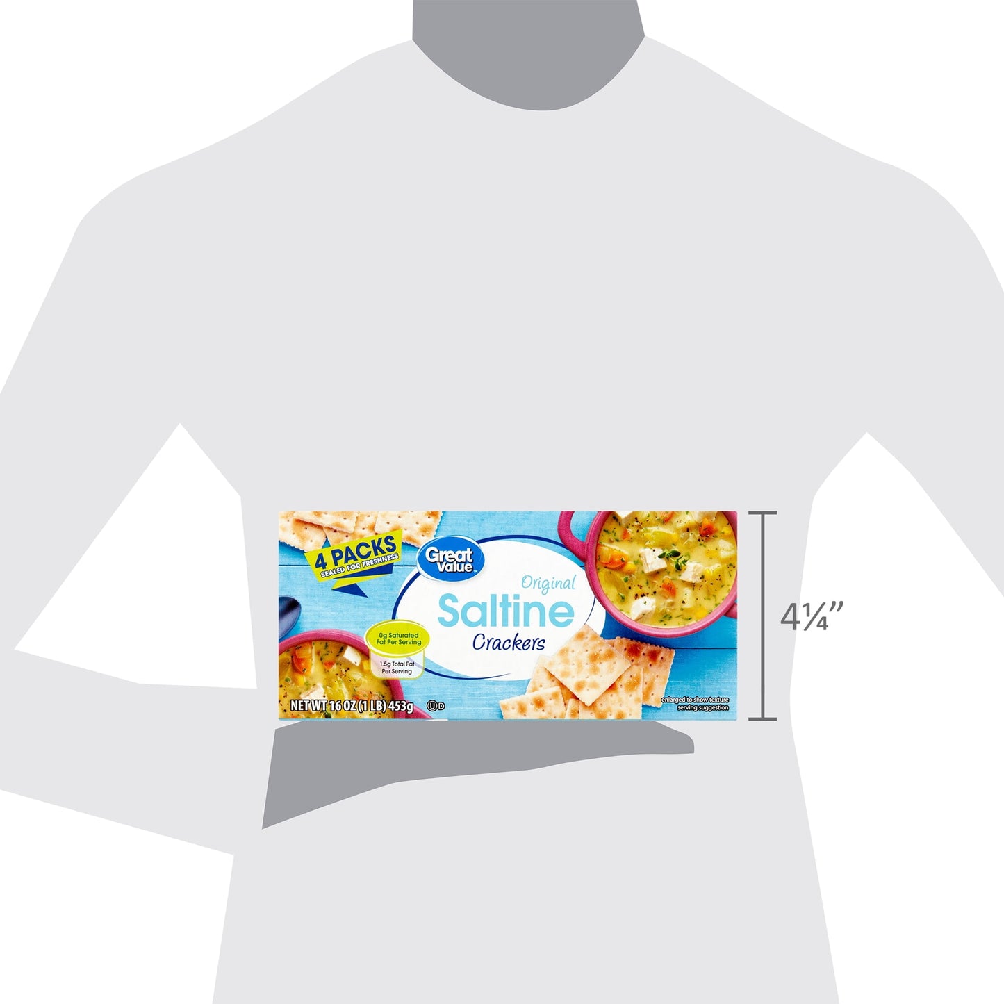 (4 pack) Great Value Saltine Crackers, 16 oz, 4 Count