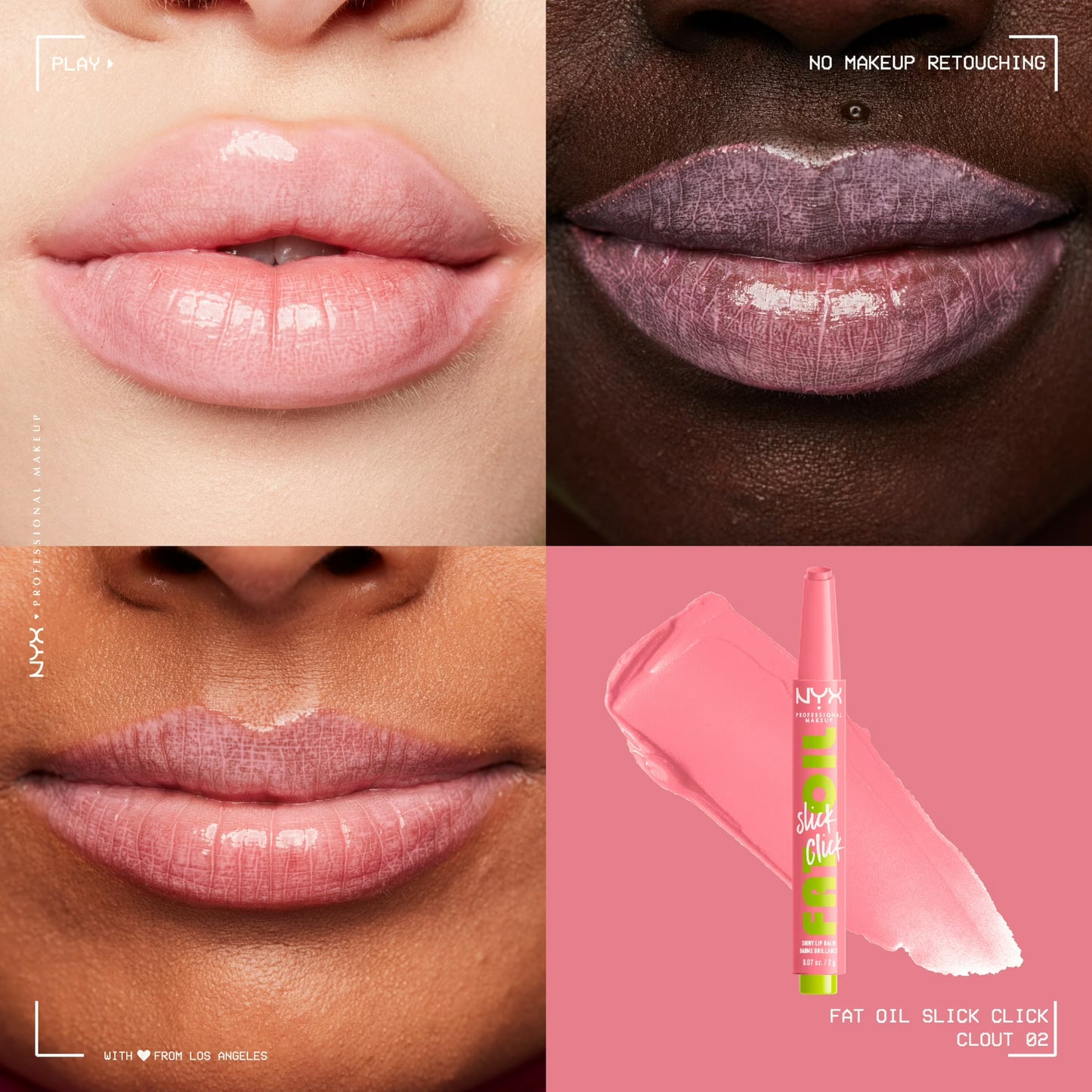 NYX Professional Makeup Fat Oil Slick Click Hydrating Tinted Lip Gloss with Lightweight Hydration, Clout, 0.07 oz