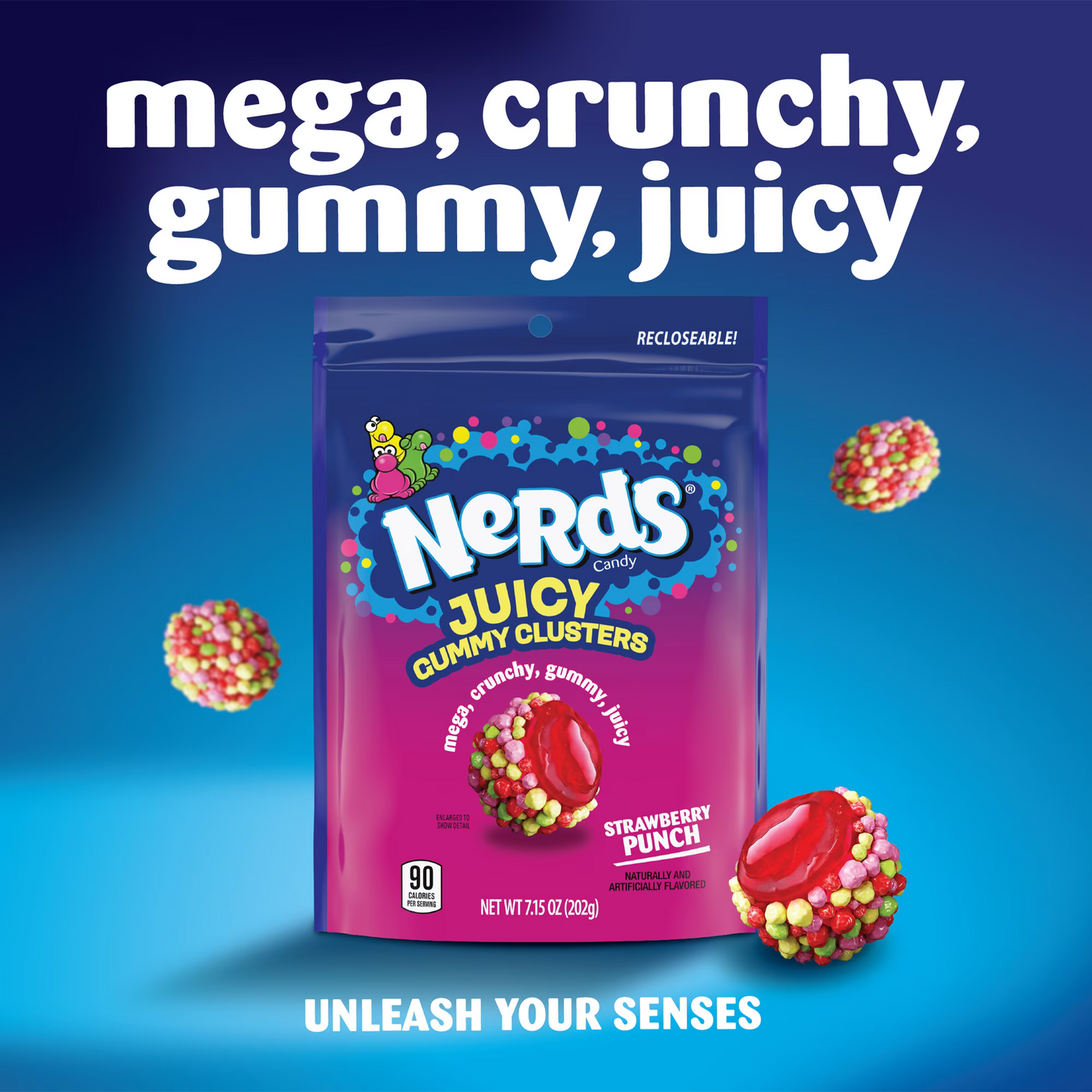 NERDS Juicy Gummy Clusters, Strawberry Punch, Juicy and Gummy Candy, for Snacking and Sharing, 7.15 oz Stand Up Bag