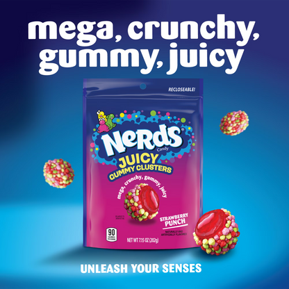 NERDS Juicy Gummy Clusters, Strawberry Punch, Juicy and Gummy Candy, for Snacking and Sharing, 7.15 oz Stand Up Bag