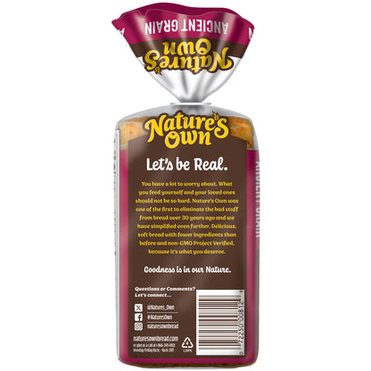 Nature's Own Ancient Grain, Non-GMO Small Loaf Bread, Sandwich Bread, 12 oz Loaf