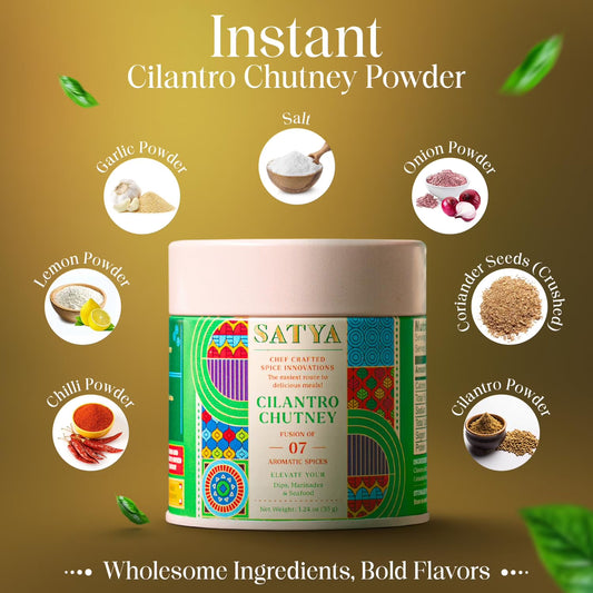 Satya Blends, Cilantro Seasoning 1.24oz, Herby Citrus, Multipurpose for Dips Marinades Seafood Vegetables Sauce