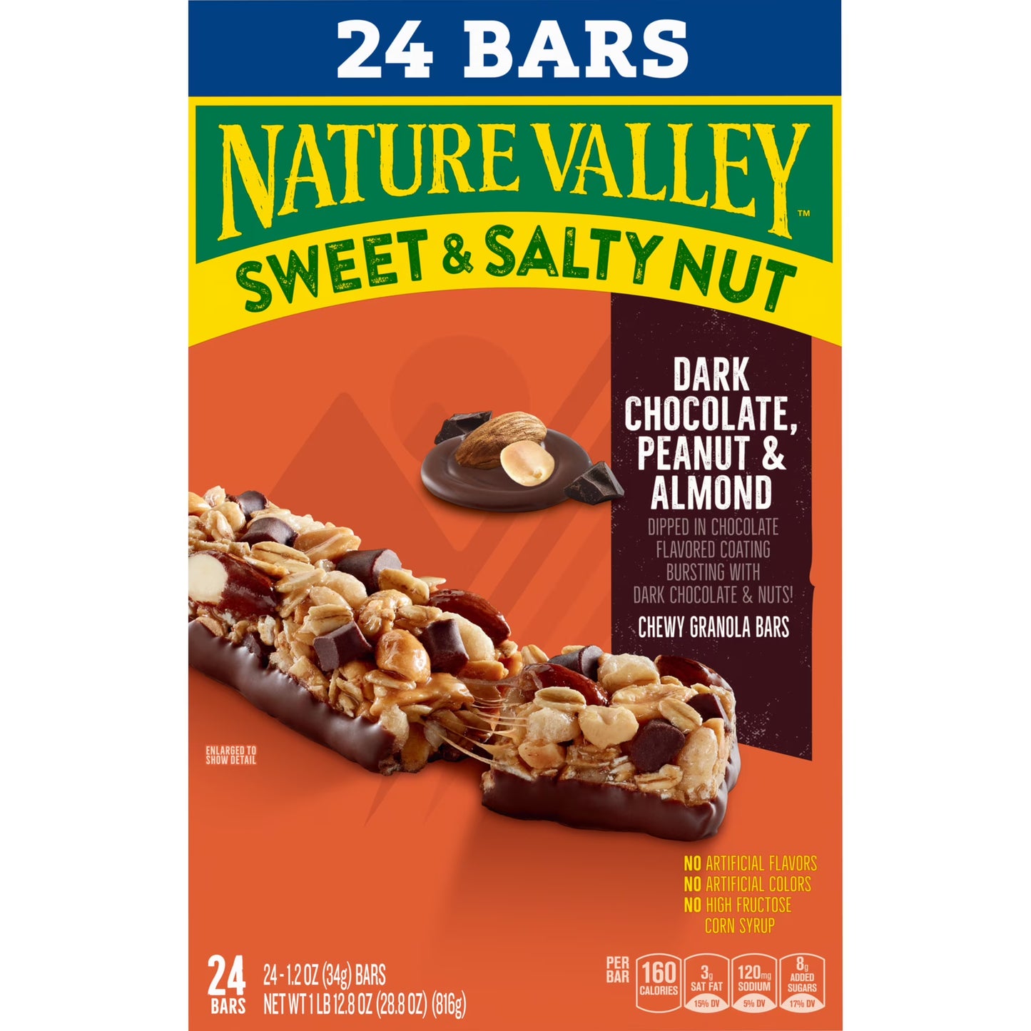 Nature Valley Sweet and Salty Nut Bars, Dark Chocolate Peanut Almond, 24 Bars, 28.8 oz