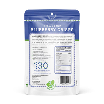 Nature’s Turn Freeze-Dried Blueberry Crisps, No Added Sugar, Healthy Natural Fruit Crisp Snack for School Lunches, 2 Pack (1.2 oz Each)