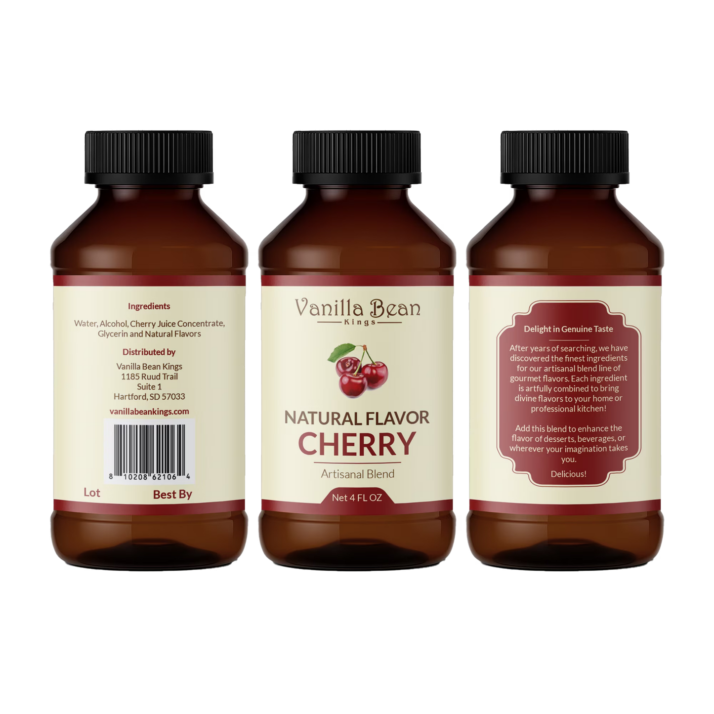 Cherry Extract for Baking and Flavoring - 4 OZ - Natural Flavors for Baked Goods, Desserts, & Cooking